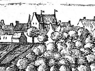 Image of Dundee Tolbooth, demolished 1732, from Slezer's Map of c.1678.